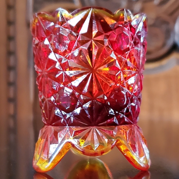 Vntg Amberina "Daisy and Button" Toothpick / Matchstick Holder - Picture 10 of 12